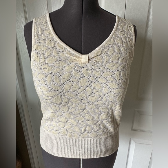 St. John knit tank two toned cream made in the USA . Size small designer - Picture 1 of 11